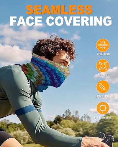 4Pack Neck Gaiter for Men Women Face Cover Mask Head Wrap Balaclava Headwear Bandana Headband Magic Scarf - color: A-fantasy
