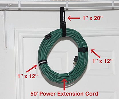 Elastic Reusable Cinch Straps 2" x 12" - 6 Pack Multipurpose Quality Hook and Loop Securing Straps - size: 2" x 12"
