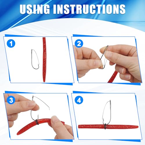 Wacky Weedless Hooks Kit,50pcs Weedless Wacky Rig Bass Fishing Hooks with Wire Guard for The Wacky Rig & Neko Rig Assorted Size 1/0 2/0 3/0