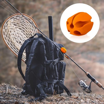 Blueweenly 12 Pcs Portable Silicone Fishing Pole Rod Holder Clips Fixed Ball 5 Holes Multifunctional Rubber Fishing Pole Puller Clips Bike Rod Holder Straps for Travel Ground Car Bike - color: Orange