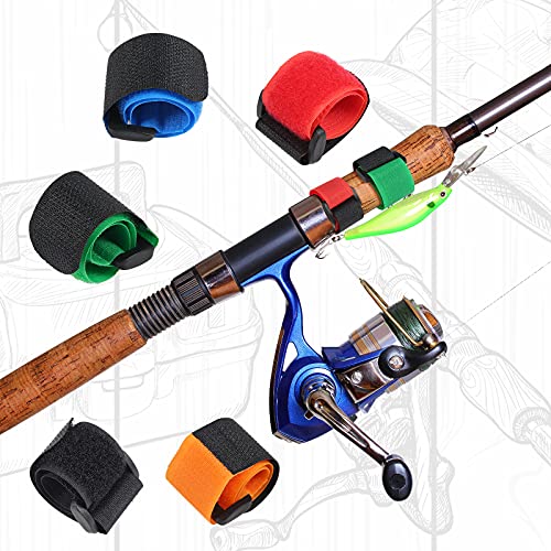 Riakrum Fishing Rod Straps Rod Ties Fishing Pole Belt Straps Holder Strap - color: Blue, Green, Red, Orange, Black