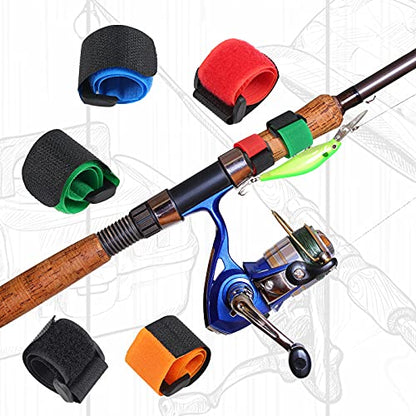 Riakrum Fishing Rod Straps Rod Ties Fishing Pole Belt Straps Holder Strap - color: Blue, Green, Red, Orange, Black