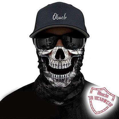 Obacle Neck Gaiter Face Mask Bandana for Dust Wind Sun Protection for Men Women - color: Black Eye Smile Skull