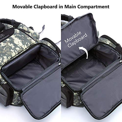 BASSDASH Fishing Tackle Backpack Water Resistant Tactical Bag Soft Tackle Box with Rod Holder and Protective Rain Cover - color: Jungle Camo Backpack [3600] Without Trays