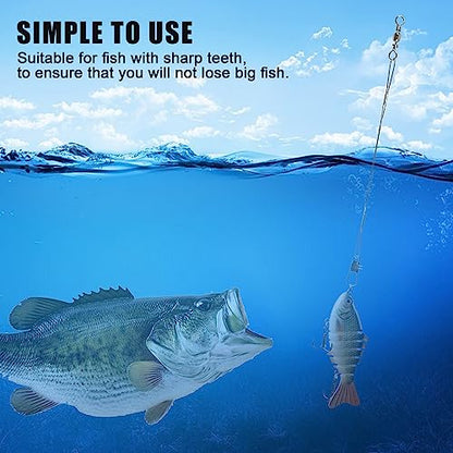 Fishing Leaders Saltwater,60pcs Stainless Steel Wire Leaders with Swivels Snap High Strength Fishing Line Leader for Connect Fishing Tackle Lure Bait Rig Hooks,6/8/10inch - color: Silver - 60pcs (6"+8"+10")