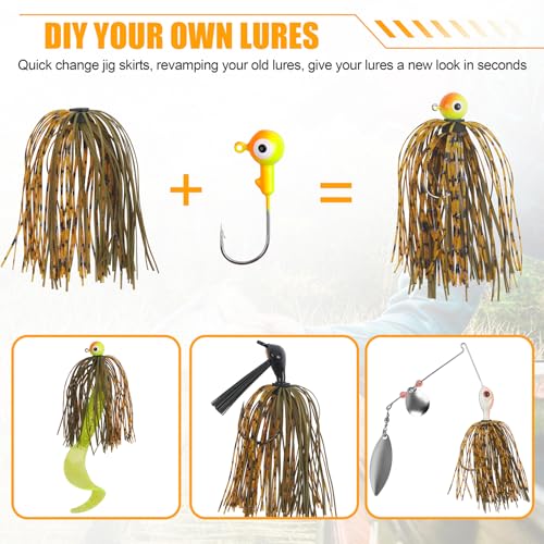 Spinner Bait Skirt Jig Skirts Replacement DIY Fishing Lure Making Supplies Soft Skirt for Spinnerbaits Bass Fishing Jigs Buzzbait Squid Jigs Fishing Lure Skirts 50 Strands - style: 12pcs