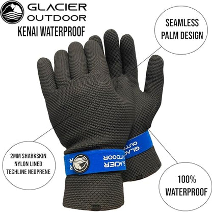Glacier Glove Unisex Kenai Waterproof Full Finger Gloves | Ideal for Ice and Fly Angling, Outdoors, Kayaking, Surfing, Paddling, Boating Handwear - size: Small