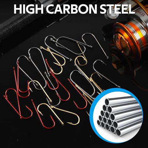 Crappie Panfish Hooks Aberdeen Fishing Hooks Set, 150pcs Long Shank Aberdeen Hooks High Carbon Steel Assorted Bluegill Small Light Wire Fishing Hooks for Bass Trout Catfish Sunfish Freshwater