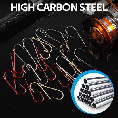 Crappie Panfish Hooks Aberdeen Fishing Hooks Set, 150pcs Long Shank Aberdeen Hooks High Carbon Steel Assorted Bluegill Small Light Wire Fishing Hooks for Bass Trout Catfish Sunfish Freshwater