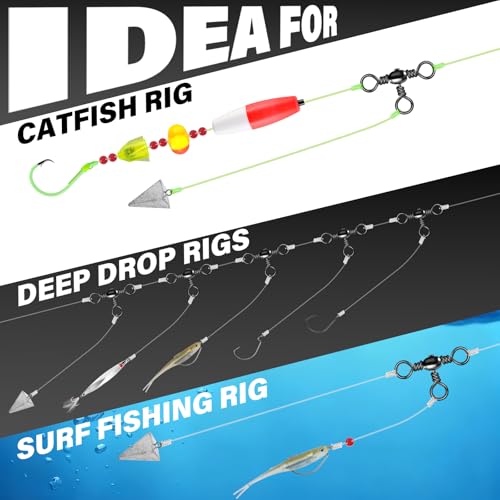 Alwonder 50-Pack 3 Way Swivels Fishing Tackle High Strength Stainless Steel Barrel Swivels 35-175LB Three Way Swivel for Saltwater Freshwater Catfish Rigs Surf Fishing Rigs - size: #3-75LB