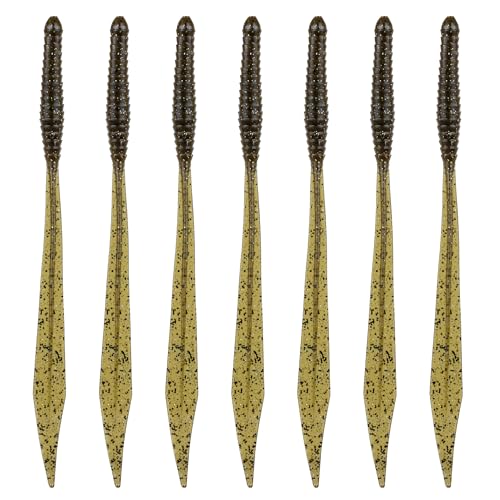 6th Sense – Ridge Worm – Soft Plastic Worm – Bass Fishing – Long Flowing Ribbon Tail Worm – Made in the USA (7 per Pack) - color: Green Pumpkin Burst