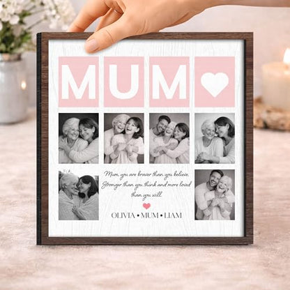 Personalized Mum Picture Wooden Frame, Custom Family Photo with Meaningful Quote & Names, Best Mother Ever Plaque Gifts for Mother's Day, Sentimental Gifts Ideas for Mom, Grandma, Nana, Women - color: 0. Mom-03