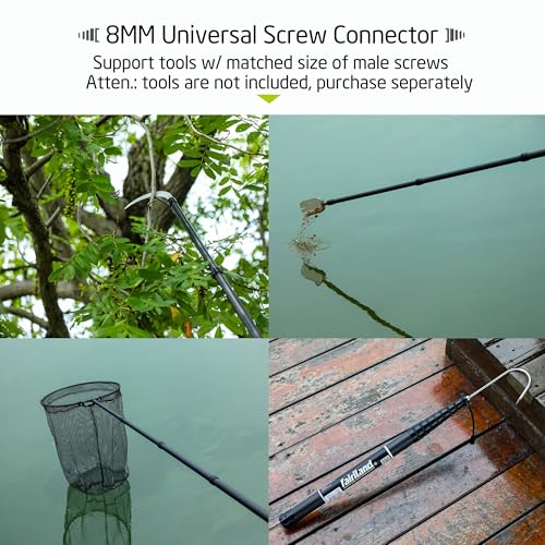 Maykay Carbon Telescopic Fishing Net with Long Handle up-to14ft – Lightweight Rubber Landing Net for High Docks, Piers, Boats, Coastal & Jetty, Collapsible with Carrying Bag - color: 4.2m/14ft