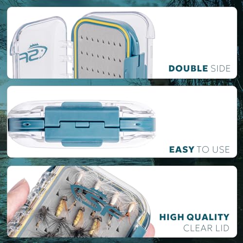 SF Small Waterproof Fly Box Double Sided Floating Fly Fishing Case Storage For Nymph Wet Dry Fly Flies Easy Grip Foam 3packs - style: Easy Grip Foam-small-3pcs