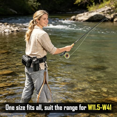 Fishing Wading Belt with Rod Holder & Waist Pack – Adjustable Fishing Belt with Detachable Tackle Bag Fishing Tool Tackle - color: Grey
