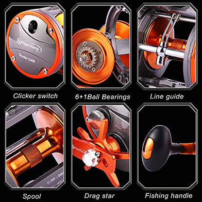 Sougayilang Line Counter Trolling Reel Conventional Level Wind Fishing Reel - color: Thunder LS II 3000 Right Handed