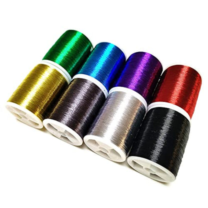(8pcs*240yd) Kalavarma Rod Wrapping Thread for Fishing Rod Wrapping Thread Rod Building Repair - style: Metallic klm011