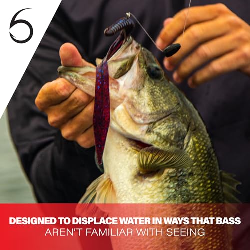 6th Sense – Ridge Worm – Soft Plastic Worm – Bass Fishing – Long Flowing Ribbon Tail Worm – Made in the USA (7 per Pack) - color: Cali Magic Red