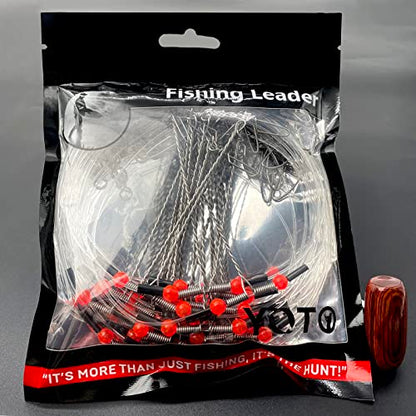 YOTO Fishing Tackle Leaders,Hi-Low Rig,Double Arms Saltwater Stainless Steel Leader with Swivels,High-Strength Fish Wire Gear Equipment, Fishing Gift - color: D1-Nylon Leader-70lb-12pcs