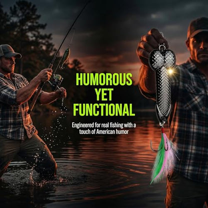 Gag Fishing Lures Set Metal Luminous Sequin Spoons Funny Top Water Bass Fishing Lures Fishermen Gear Spinner Baits Freshwater Saltwater Equipment Fishing Hook for Fishing Lover Men - color: Black