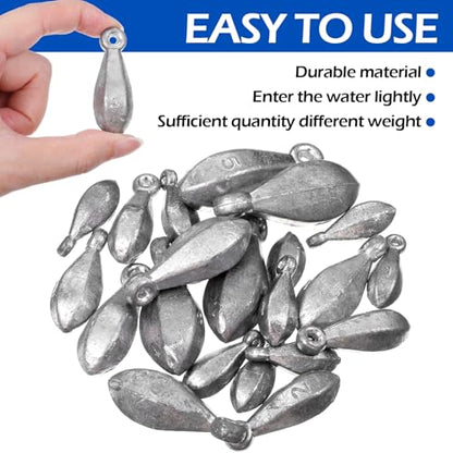 22 Pieces Fishing Weights Sinkers Kit with 1oz to 5oz Bank Sinkers for Saltwater Freshwater Fishing - Premium Fishing-Sinkers and Weights for Bass Casting