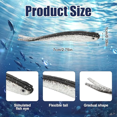 50 PCS Crappie Jigs, Soft Plastic Crappie Lures, Lifelike Forked Tail Minnow Baits, Scented Rubber Lures for Freshwater and Saltwater Bass, Trout, Walleye