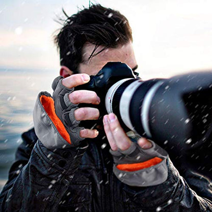Palmyth Ice Fishing Gloves Convertible Mittens Flip Fingerless Mitt with Thinsulate 3M Warm for Cold Weather and Winter Men Women Photography Running Camera - color: Gray, size: Small