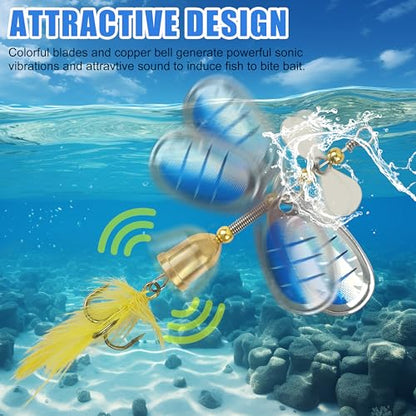 Fishing Lures Spinnerbait Kit Rooster Bait Tail Fishing Lures Inline Spinner Baits Bass Salmon Trout Spoon Hard Metal Spinnerbaits for Saltwater Freshwater - style: 5pcs-(2.4"-3.03")-(0.25-0.28oz)