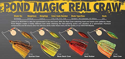 BOOYAH Pond Magic Small-Water Spinner-Bait Bass Fishing Lure - color: Nest Bobber, style: Pond Magic Real Craw