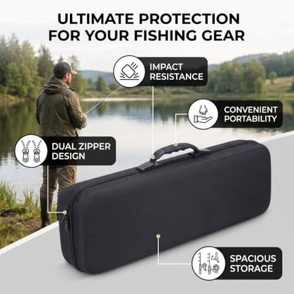 Gonetre Fishing Rod Case EVA Shockproof Hard Shell Fishing Pole Reel Gear Storage Bags Organizer
