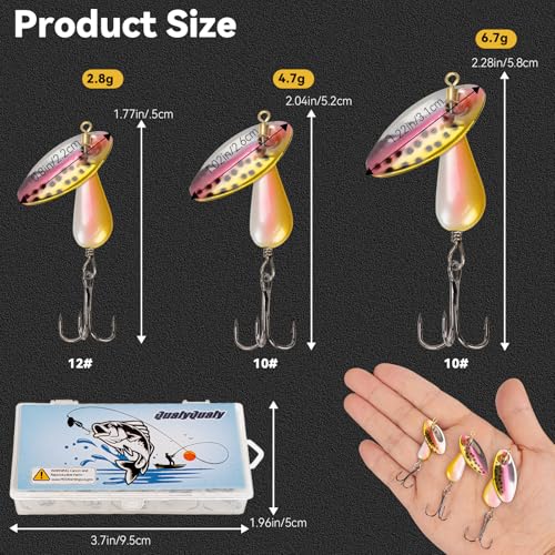 QualyQualy Trout Lures Fishing Spinnerbaits 5pcs Brass Hard Metal Spinner Trout Baits Fishing Lure for Perch Freshwater Saltwater Lake River - color: #A, size: 1/4 oz