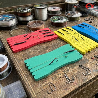 SAMSFX Fishing Leader Line Holder Foam Board Snelled Hook Keeper with Retaining Pins Accessories Pack of 10 - color: 18 x 6.5cm(10PCS), Pins Included