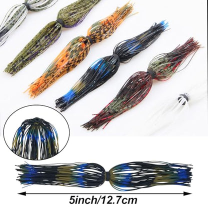 Silicone Jig Skirts Spinnerbait Skirts, 18 Bundles Bass Fishing Jigs Replacement Skirts Kit DIY Fishing Lures Rubber Skirts for Spinnerbaits Buzzbaits Squid Jig Accessories 50 Strands
