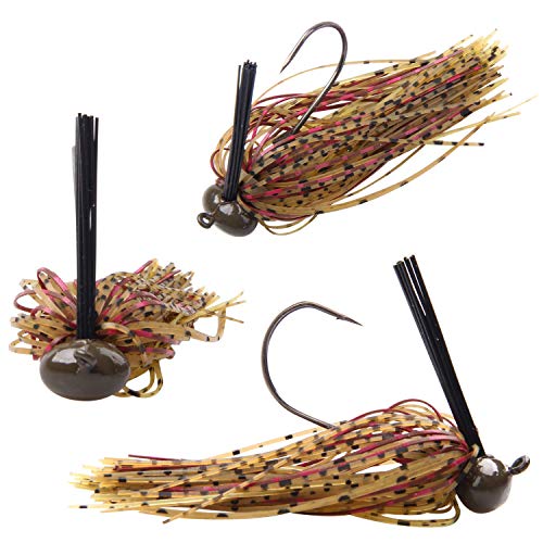 Bass Football Jigs Set-6pcs Weedless Jig Swim Jigs for Bass Fishing Jig Head Silicone Skirts Weedguard System Fishing Lure Kit 1/4oz,3/8oz - size: 6packs-3/8oz