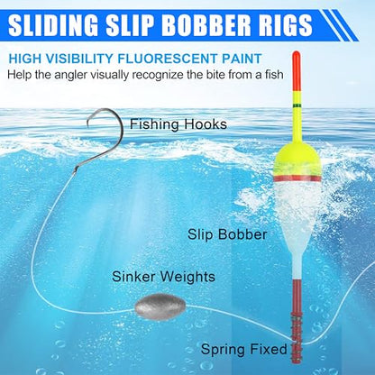 Fishing Bobbers Floats,Wood Slip Bobber Fishing Spring Oval Stick Slip Balsa Bobber for Crappie Catfish Trout Panfish Walleyes Fishing Tackle Accessories - color: 1.97in X 0.91in X 5.63in - 10pcs