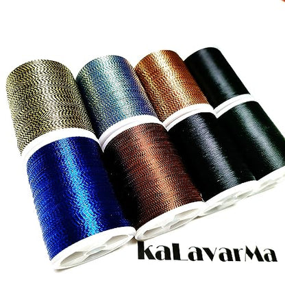 (8pcs*240yd) Kalavarma Rod Wrapping Thread for Fishing Rod Wrapping Thread Rod Building Repair - style: Metallic klm043