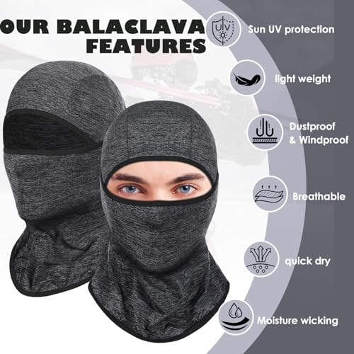 Achiou Ski Mask Balaclava Shiesty, Cooling Ice Silk Motorcycle Face Cover | Ski Mask for Men/Women,Breathable Face Mask,Thin Summer Balaclava,Versatile Use for Skiing Moto,UV Protection,Helmet Friendly - color: Hemp Gray