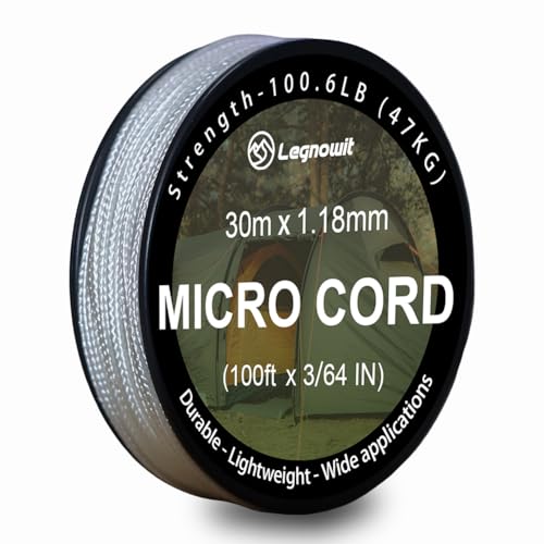 Micro Paracord, 1.18mm x 100ft Thin Mini Utility Braided Small Paracord for Crafting, DIY Project, Camping and More - color: White, size: 100ft (1 Pack)