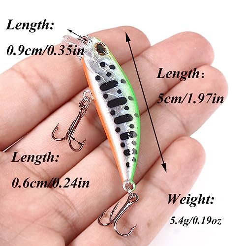 Jerk Baits for Bass Fishing, Jerkbait Fishing Lures, Minnow Lures Jerk Bait for Freshwater/Saltwater Fishing Lures for Trout Pike, 5pcs/10pcs with Box - color: B:2.36in/0.19oz/10pcs