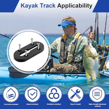 Kayak Track Mount, Kayak Rail Track Mount, Kayak Gear Track Accessories, Kayak Low Profile Track for Fishing Rod Holder, Cup Holder, Paddle Holders, Anchor Cleats (4 in, 4 Holes, 4 Pieces) - size: 4 Inch