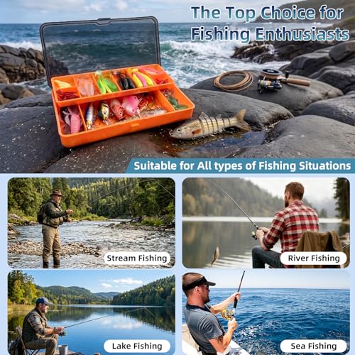 Fishing Lures - Fishing Kit Included 193Pcs Fishing Accessories and Tackle Box, Frogs, Minnows, Soft Baits, Hooks & Weights Accessories Gear Gift for Men Freshwater Bass Trout
