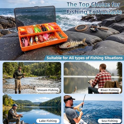 Fishing Lures - Fishing Kit Included 193Pcs Fishing Accessories and Tackle Box, Frogs, Minnows, Soft Baits, Hooks & Weights Accessories Gear Gift for Men Freshwater Bass Trout