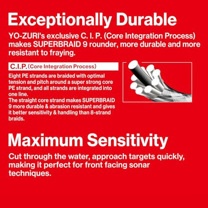 YO-Zuri SUPERBRAID 9 - Floating Braided Fishing LINE - color: Dark Green, size: 3000 YD