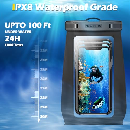 4 Pack Floating Waterproof Phone Pouch - Universal Large Floatable Water Proof Dry Bag Case - Float Clear Cell Holder with Lanyard - for iPhone 17 Pro Max Samsung Galaxy - Beach Swimming Pool - color: Green+Pink+Black+Blue