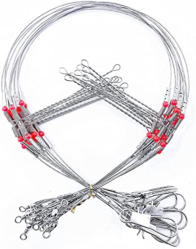 YOTO Fishing Tackle Leaders,Hi-Low Rig,Double Arms Saltwater Stainless Steel Leader with Swivels,High-Strength Fish Wire Gear Equipment, Fishing Gift - color: A1-17.7" 70lb-12pcs