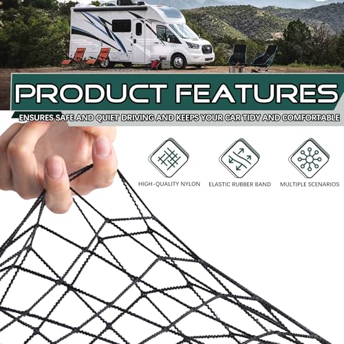 JINGKE 2 Pcs Small Cargo Net Pocket Elastic Mesh Netting Car Mesh Pouch with Screws and Hooks for Trunk RV Boats Home Cargo Storage (21.7'' x 9.8'') - size: 21.7'' x 9.8''