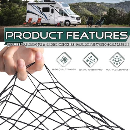 JINGKE 2 Pcs Small Cargo Net Pocket Elastic Mesh Netting Car Mesh Pouch with Screws and Hooks for Trunk RV Boats Home Cargo Storage (21.7'' x 9.8'') - size: 21.7'' x 9.8''