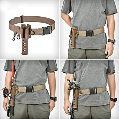 Fishing Wading Belt Rod Holder Adjustable Wader Waist Belt for Fly Surf Casting Spinning Pole Fishing Tool Tackle (Black) - color: Khaki