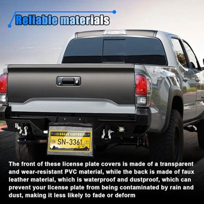 2PCS License Plate Holder with Hanging Strap, Waterproof Dealer License Plate Bracket Holder, Test Drive Tag Bag, US Car License Plate Frame Covers for Car SUV Truck