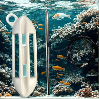 Fish Stringer Kit for Spearfishing, Stainless Steel | Secure Fish Storage, Marine-Grade Stainless Steel, High-Strength Monofilament Line, Quick Fish Attachment - color: Black
